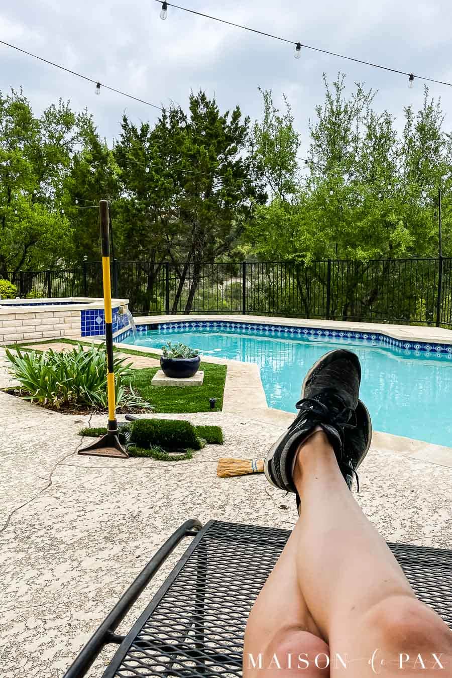 relaxing after diy turf installation