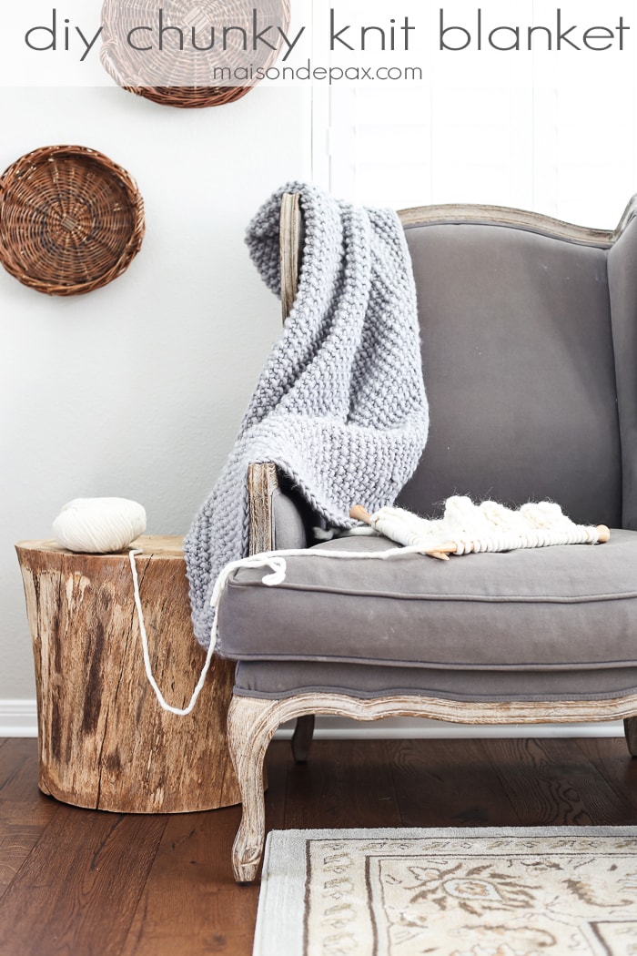 Chunky Gray Knit Blanket