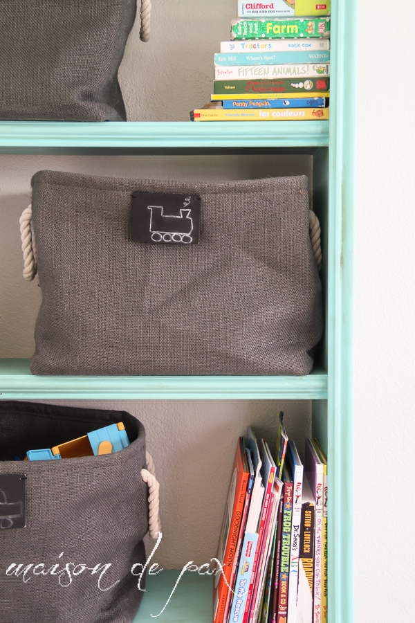 Fabulous "vintage aqua" bookcase makeover for adorable and functional playroom storage at aiweb9ygdry.cmersite.com #makeover #furniture #paint #diy #tutorial #chalkpaint