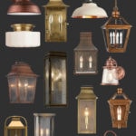 beautiful copper, gold, and bronze outdoor lighting options: sconces, pendants, and lanterns
