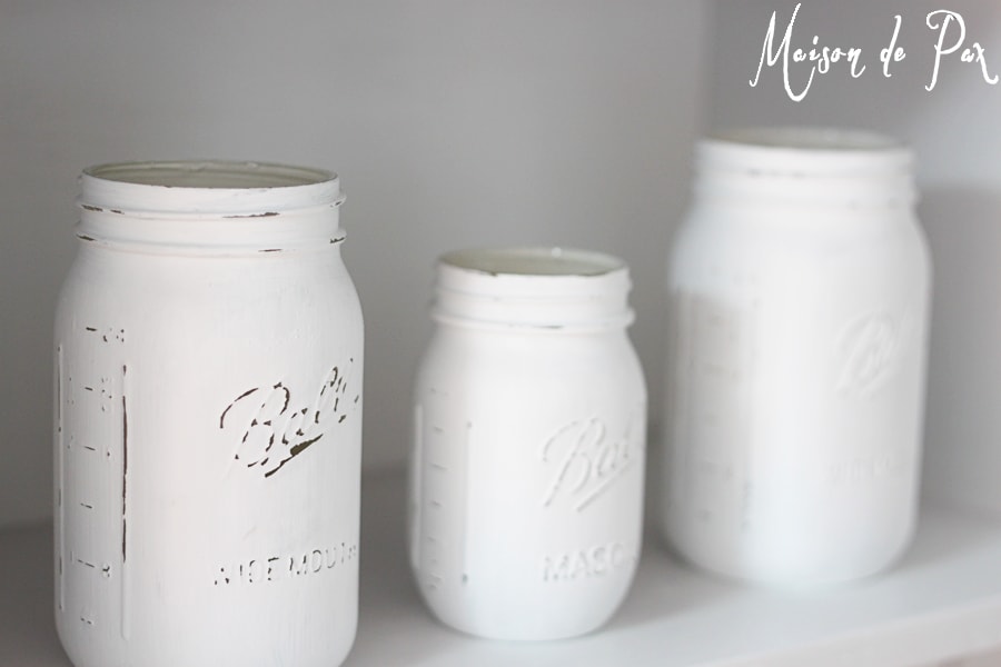 chalk painted mason jars- Maison de Pax