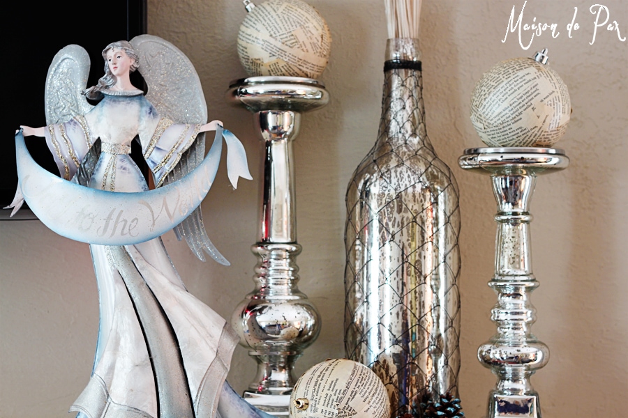 blue christmas mantel angel