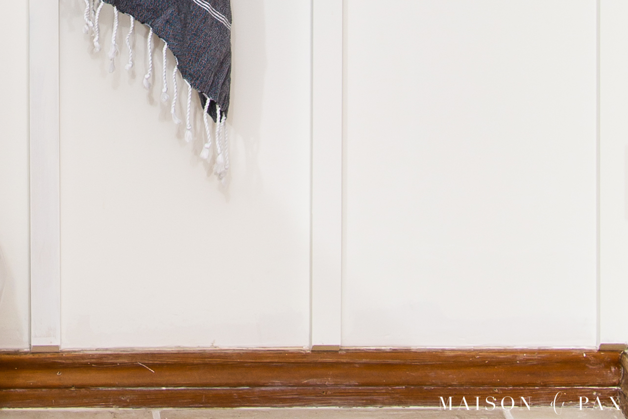 wood baseboards with white board and batten above | maison de pax