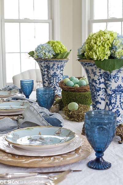blue and white tablescape- Maison de Pax