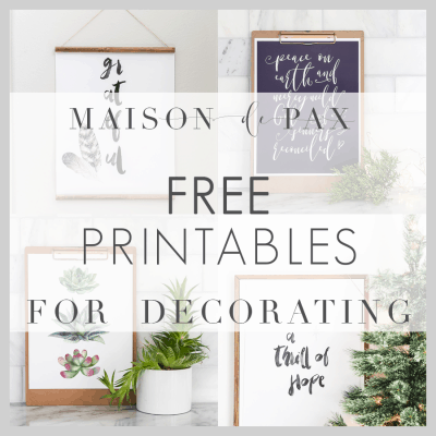 four seasonal printable wall art images with overlay that reads Free Printables for Decorating