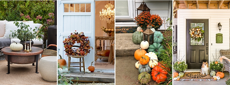 fall patio decor pumpkins