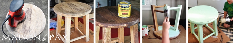 Such an adorable little stool! Great tutorial to make your own little mint stool via aiweb9ygdry.cmersite.com #diy #paint