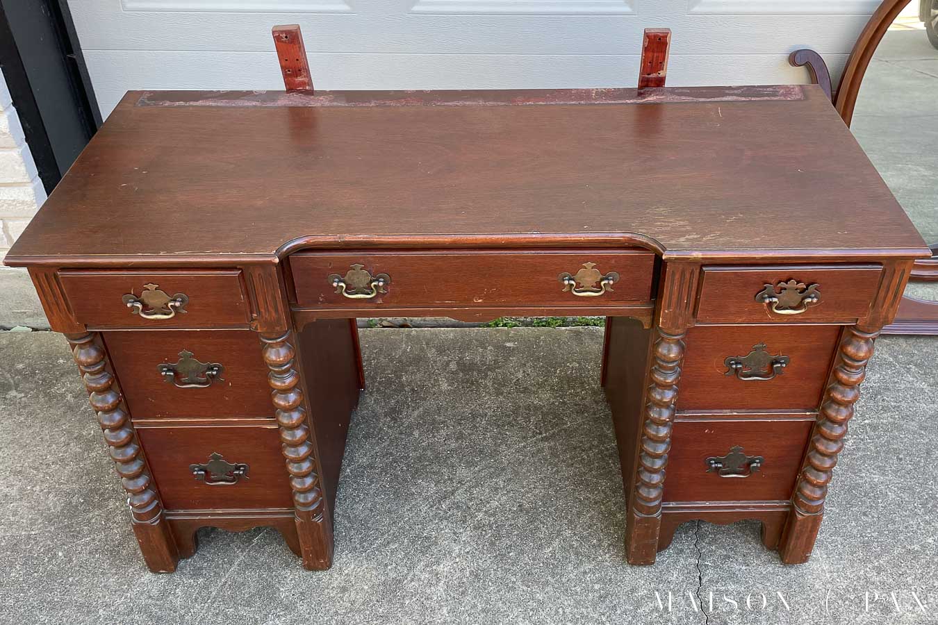 damaged wood desktop