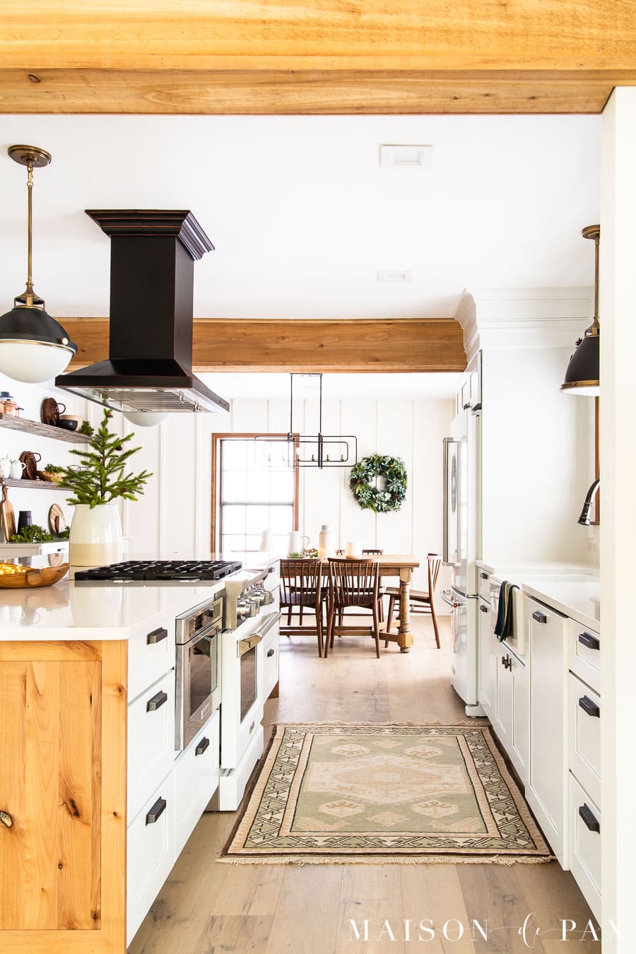vintage turkish runner in front of farm sink | Maison de Pax