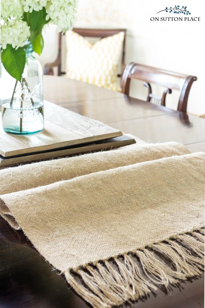 DIY Burlap Runner with Tassels from On Sutton Place