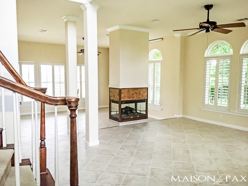 The living room... before. Come see how this 1990's home was transformed and updated beautifully!