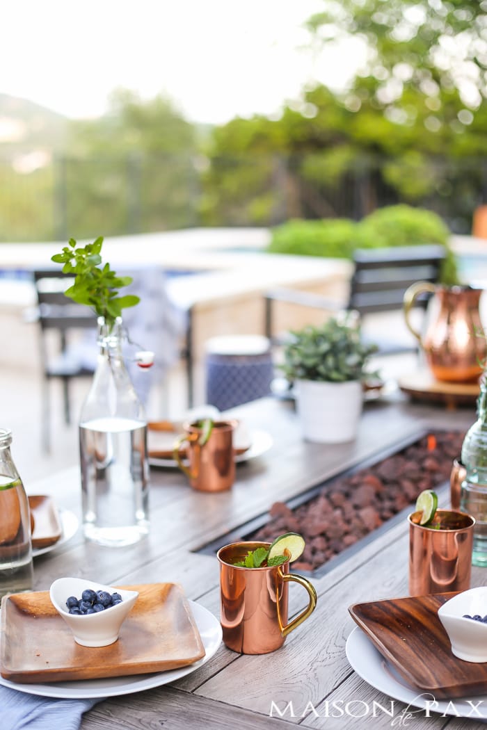 Outdoor Decorating Tips: don't be afraid to bring real dishes outside... It creates a beautiful scene!