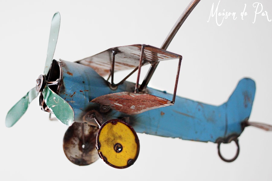 vintage airplane crib mobile blue