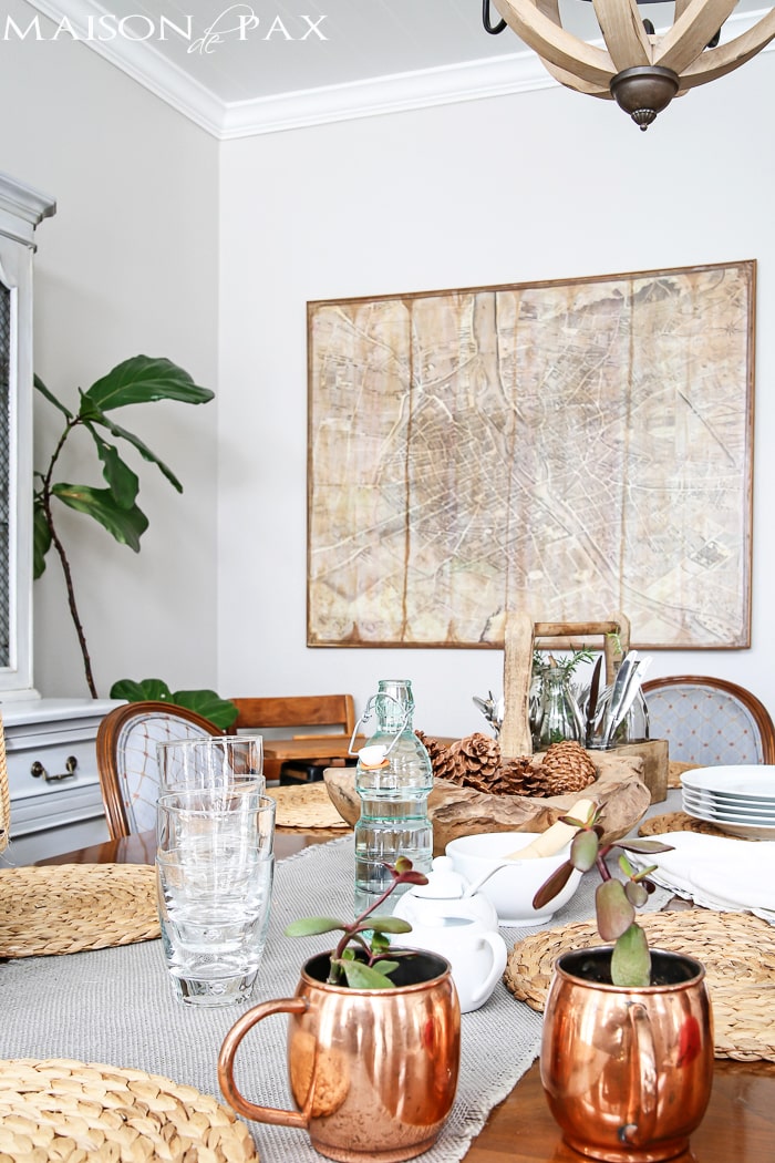 giant diy vintage map is the perfect walk art in this french dining room | aiweb9ygdry.cmersite.com