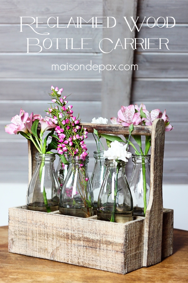 reclaimed wood bottle carrier