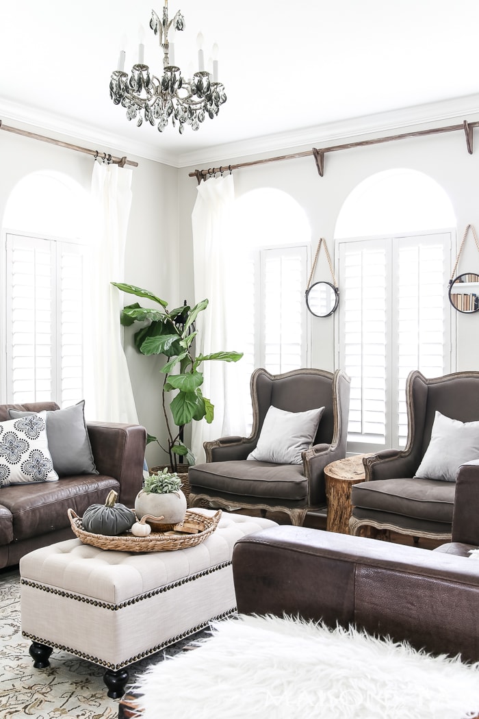 white pumpkins and gray accents #falldecor