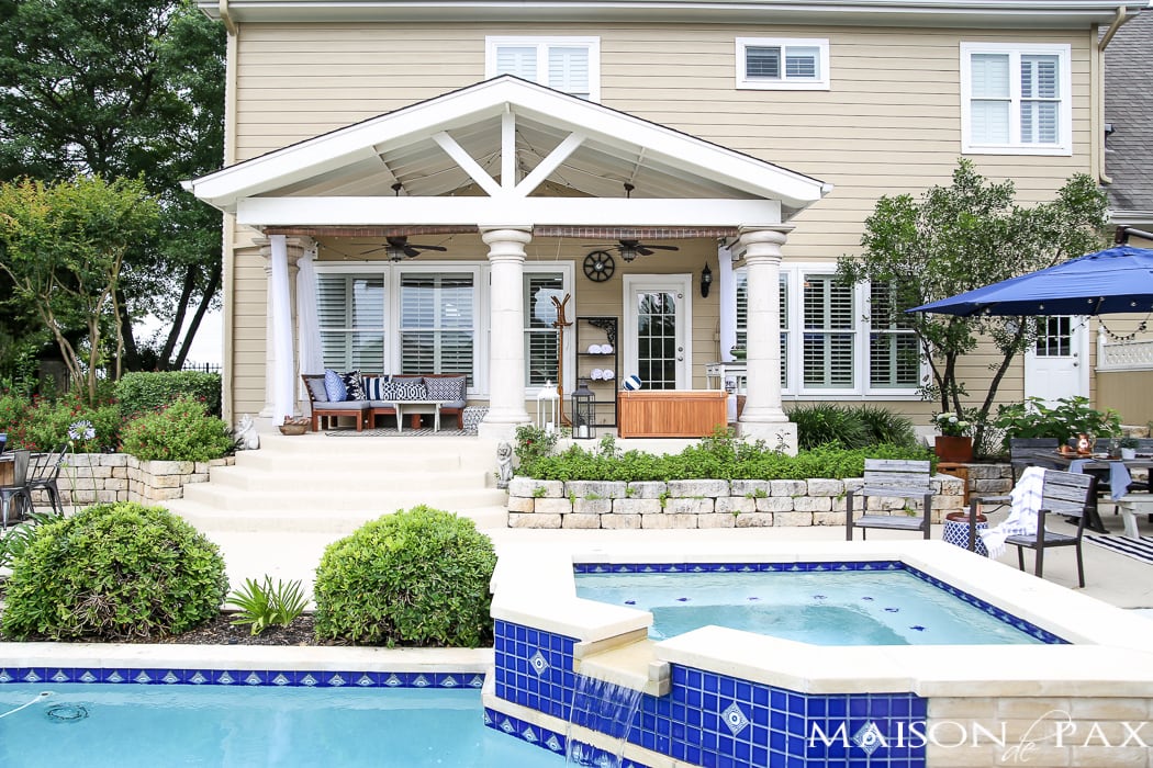 Outdoor Decorating Tips: find some shade! Bamboo blinds, outdoor curtains, and umbrellas can all help you enjoy your outdoor living area