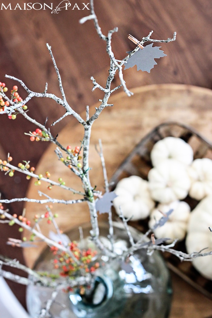 I love this Thanksgiving project idea! A Thankful Tree uses simple card stock leaves to help you and your family count your blessings each November | aiweb9ygdry.cmersite.com