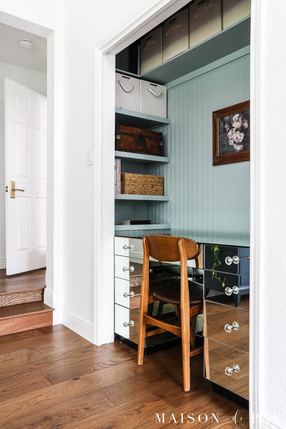 office nook from bifold closet
