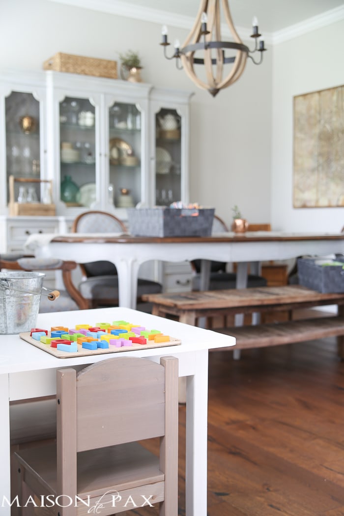 Brilliant! Tips for Organizing a Homework Space: include a small children's table so the kids have somewhere to work without taking up the dining room table