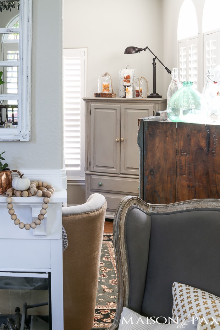 family room decorated for fall- Maison de Pax