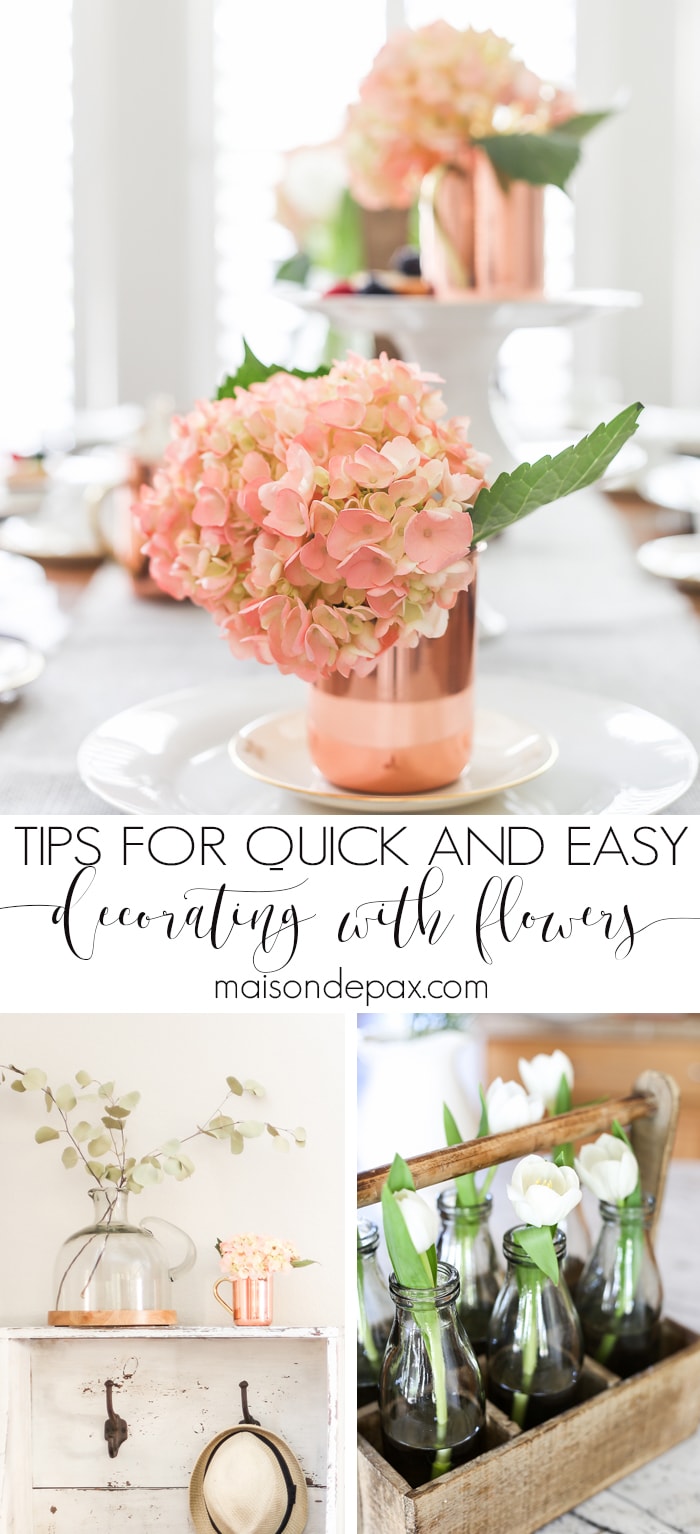 Keep fresh flowers simple, quick, and inexpensive... but beautiful! Love these tips on decorating with flowers | aiweb9ygdry.cmersite.com