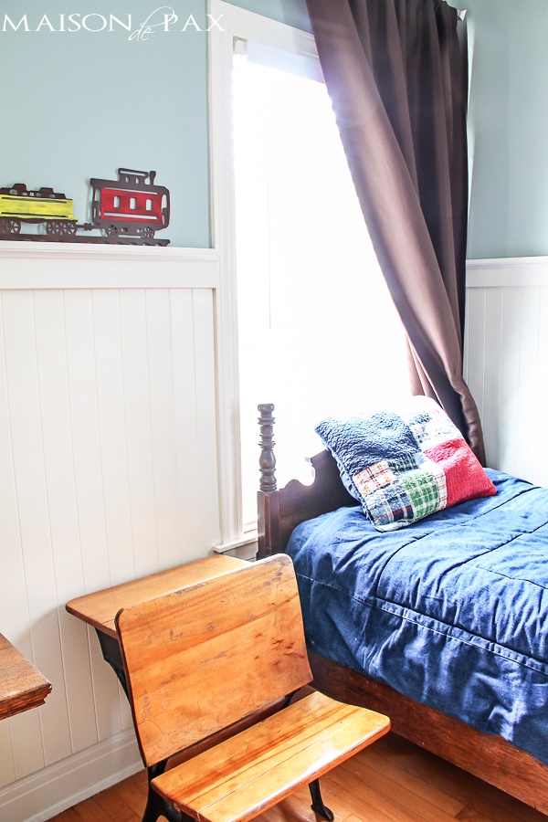 colorful, vintage shared boys room with adorable diy projects | aiweb9ygdry.cmersite.com