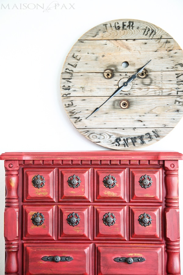 gorgeous vintage dresser refinished in a distressed, rustic red milk paint | aiweb9ygdry.cmersite.com