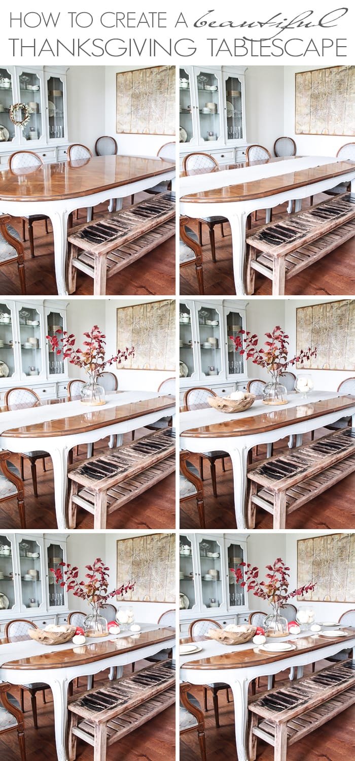 How to set a gorgeous Thanksgiving table: step by step process for a beautiful fall tablescape and gorgeous inspiration with white pumpkins, fall foliage, pears, and natural textures | aiweb9ygdry.cmersite.com