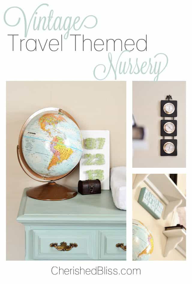 A precious Vintage Travel Themed Nursery. Such a beautiful room!