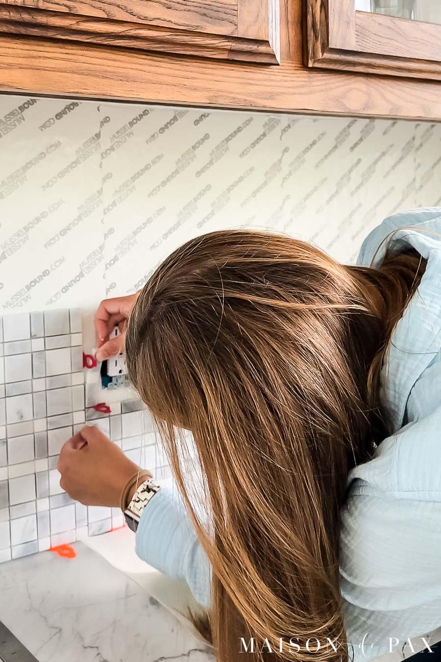 installing tile around an outlet