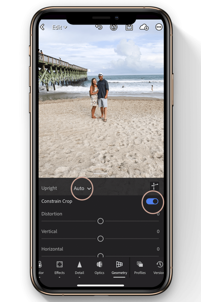 lightroom mobile editing tutorial-how to straighten image