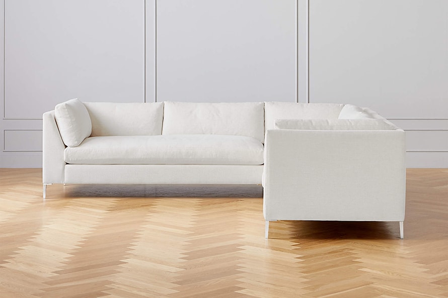 Decker 2 piece sectional sofa with Crypton nomad white performance fabric