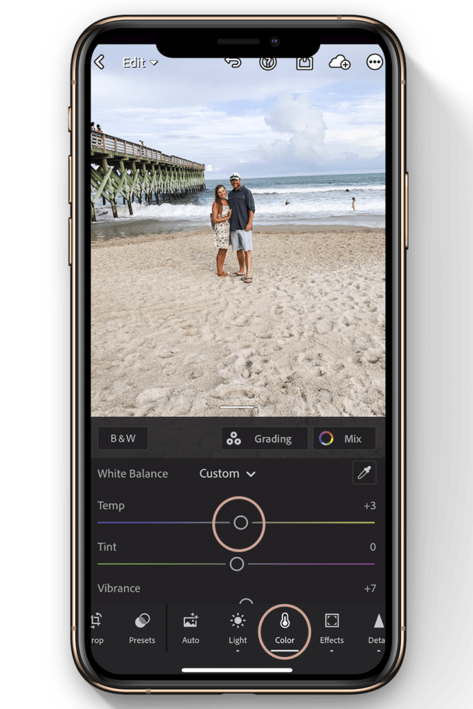 lightroom mobile editing tutorial-how to adjust white balance