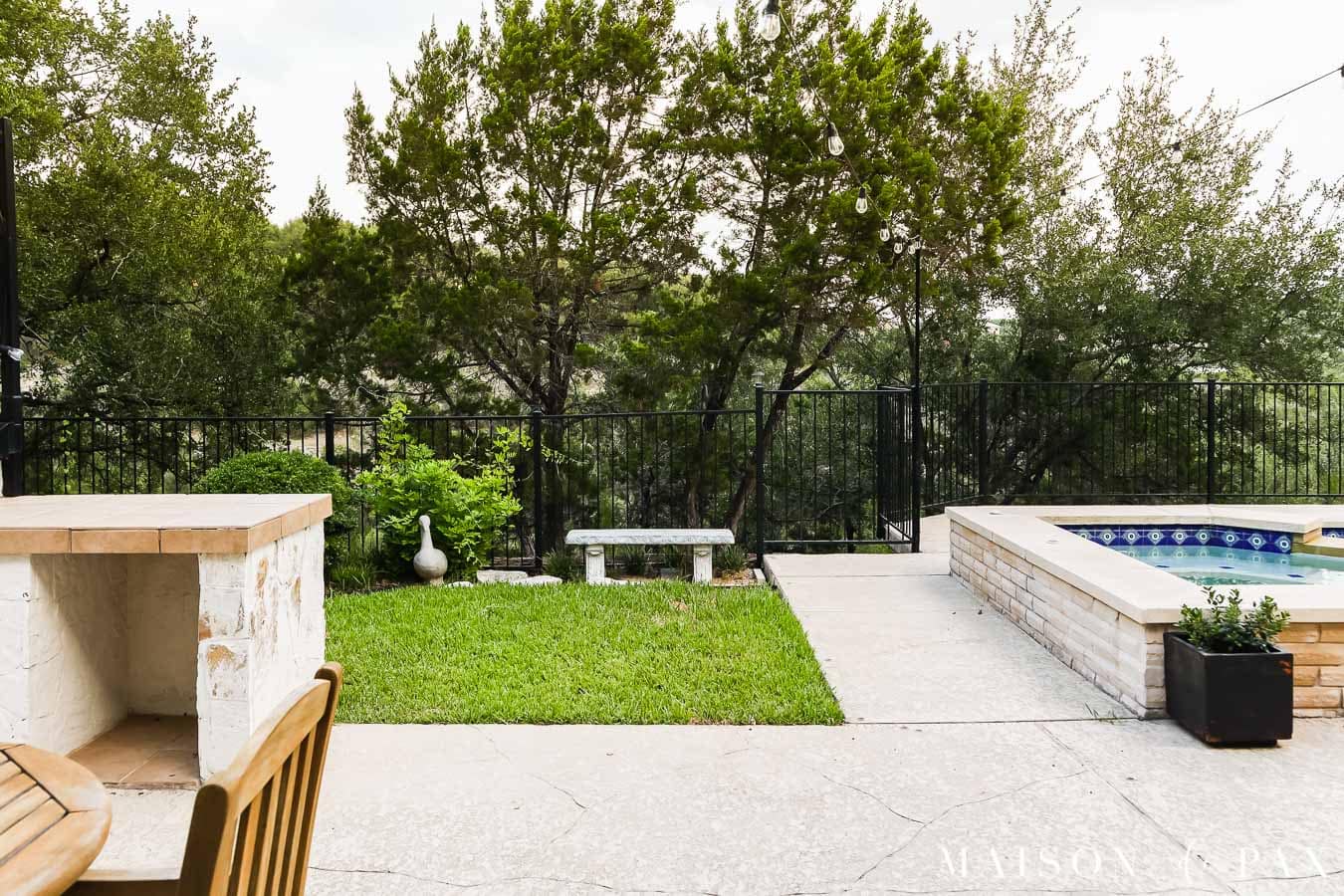 crushed granite and stepping stones around lawn