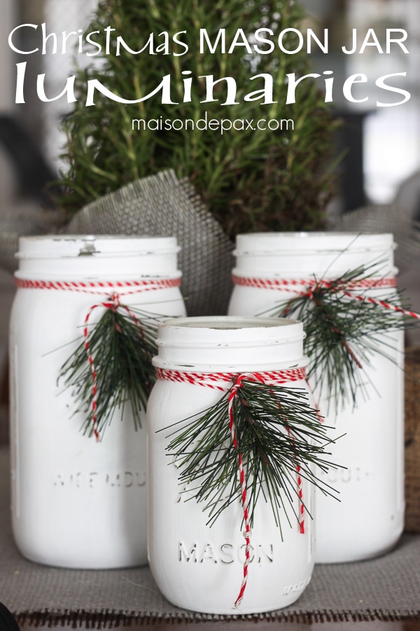 Mason jar luminaries - adorable and easy Christmas decor via aiweb9ygdry.cmersite.com #diy #holiday #decoration