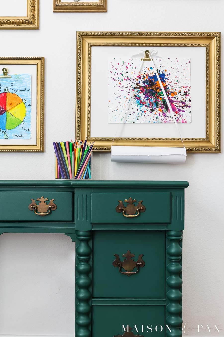 painted green antique vanity turned desk