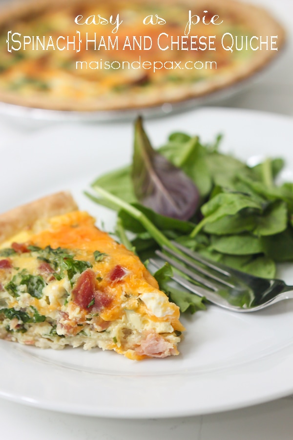 Easy and delicious, this spinach, ham and cheese quiche is perfect for breakfast, lunch, or dinner! aiweb9ygdry.cmersite.com #recipe
