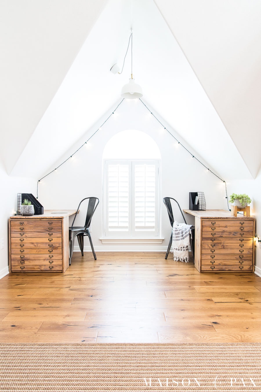 two wooden desks that look like antique printer cabinets | Maison de Pax