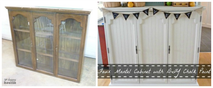 Faux Mantel before and after at The Happy Housie