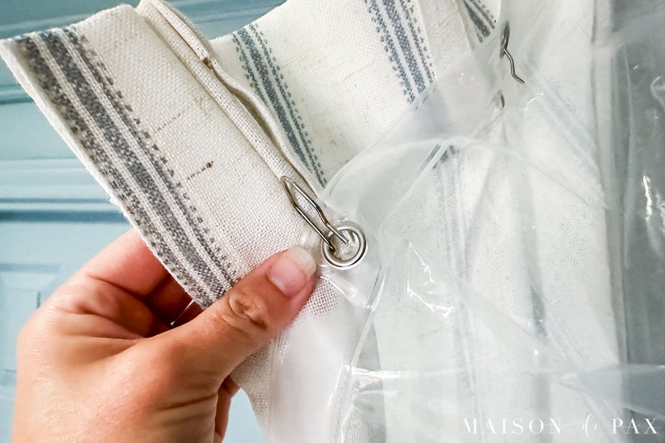 installing shower curtain liner with regular pinch pleat drapes