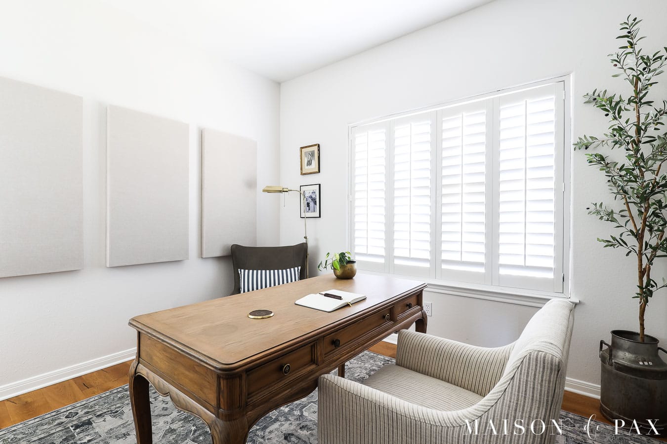 home office space with acoustic panels