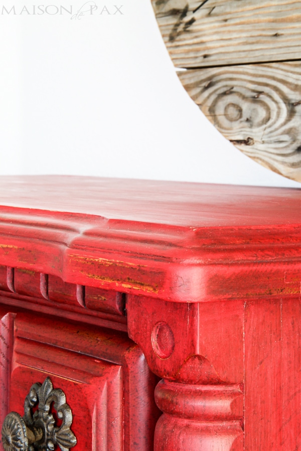 gorgeous vintage dresser refinished in a distressed, rustic red milk paint | aiweb9ygdry.cmersite.com