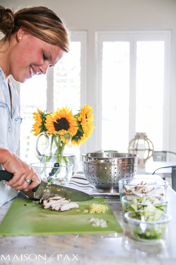 Reclaiming Family Meal Time: beautiful kitchen prep space on this marble island