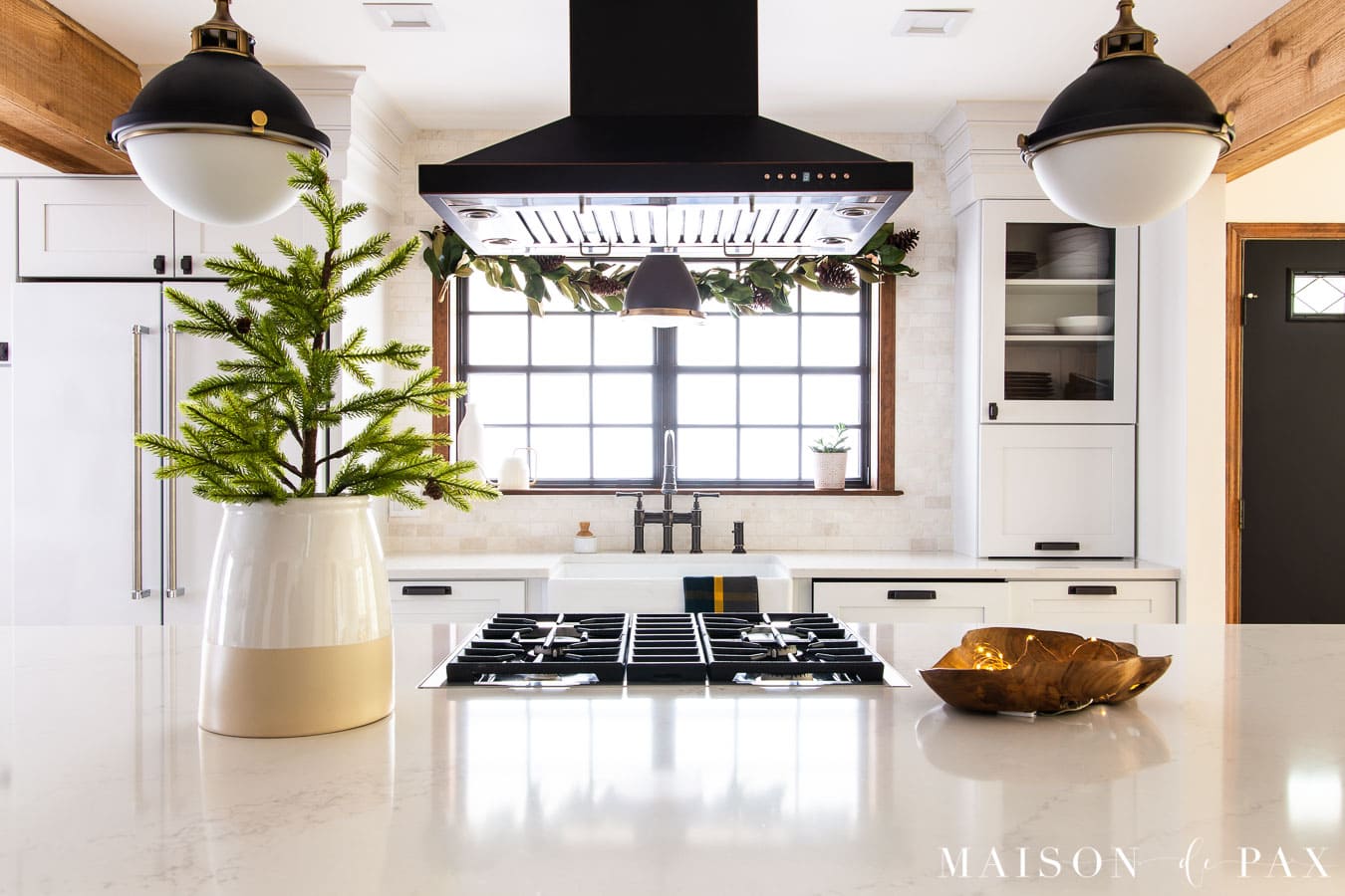 mini pine tree on kitchen island | Maison de Pax