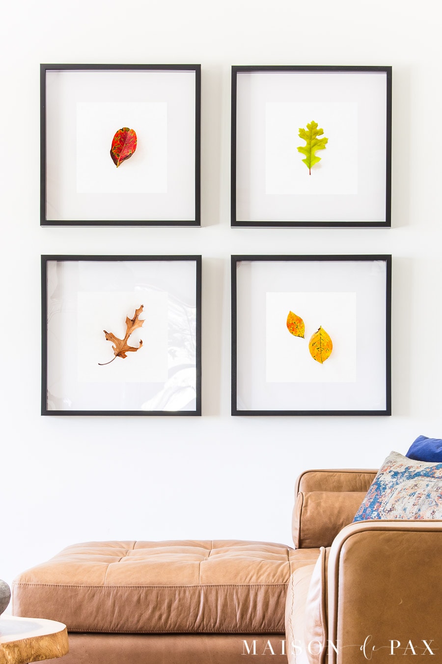 red, yellow, green, and brown fall leaves as printable wall art | Maison de Pax