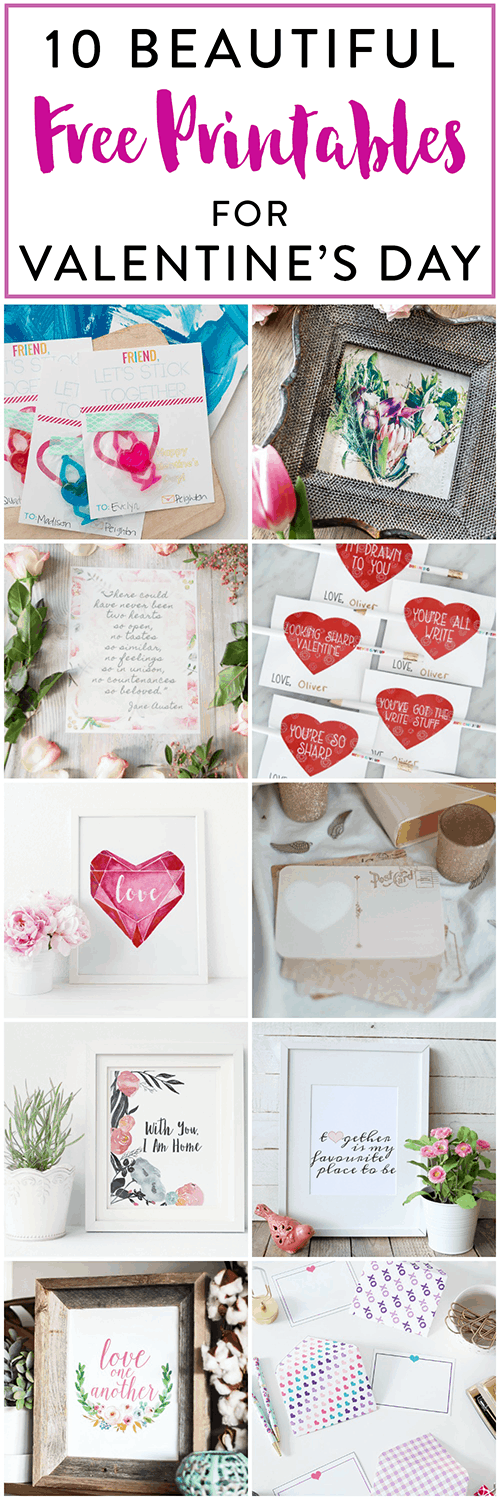 10 Beautiful free printables for Valentines Day! 