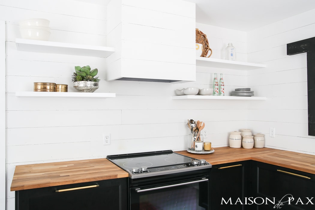 Kitchen with white shiplap- Maison de Pax