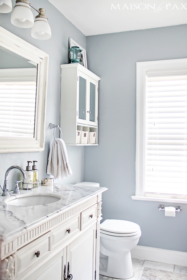 I love this bathroom! Gorgeous finishes and brilliant ideas for space-efficient solutions at aiweb9ygdry.cmersite.com
