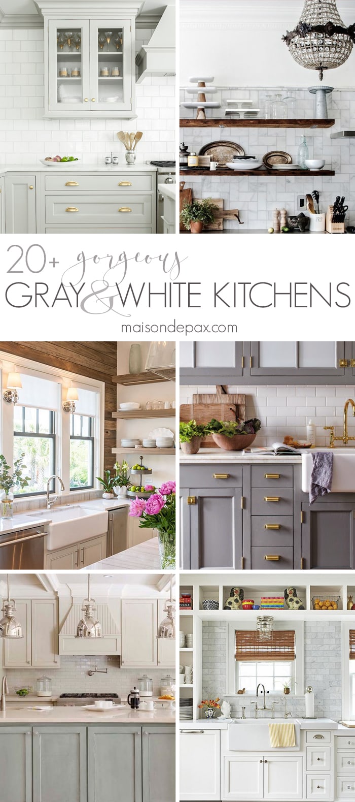 So many stunning gray and white kitchens! Including marble countertops and backsplashes, subway tiles, open shelving, farmhouse sinks, two tone cabinets, and more. Kitchen design inspiration | aiweb9ygdry.cmersite.com